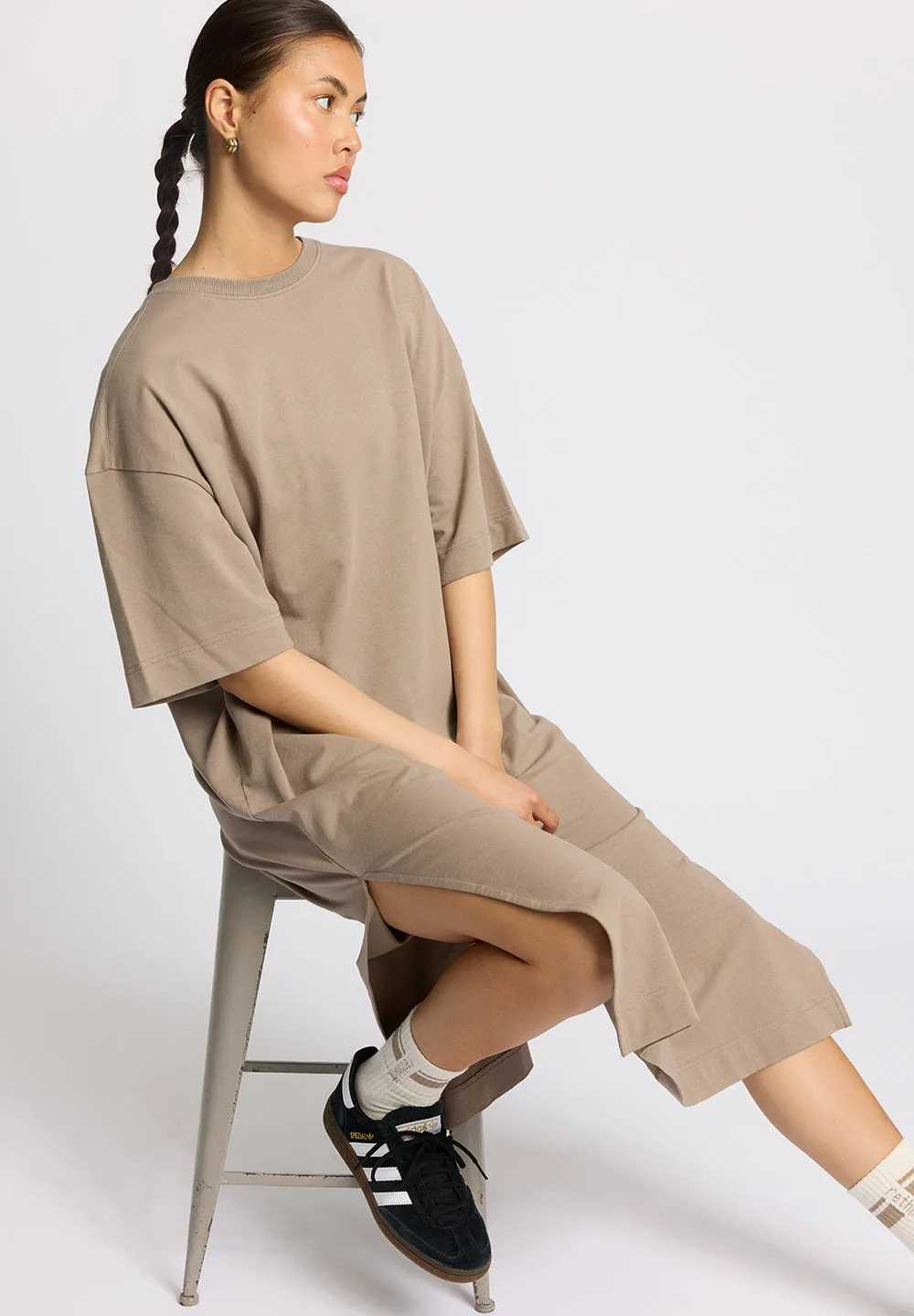 Light Sweat Tee dress - warm grey