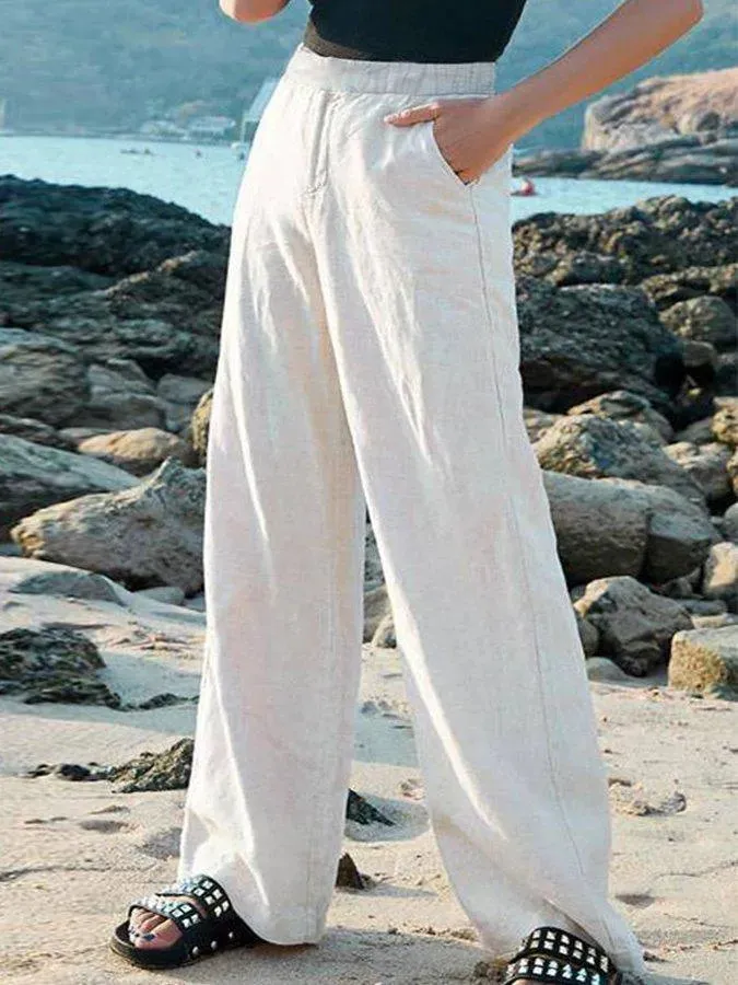 LinenFlow™ | Women's Wide-Leg Trousers | 100% Linen, High Waist & Breathable Lightweight Fabric