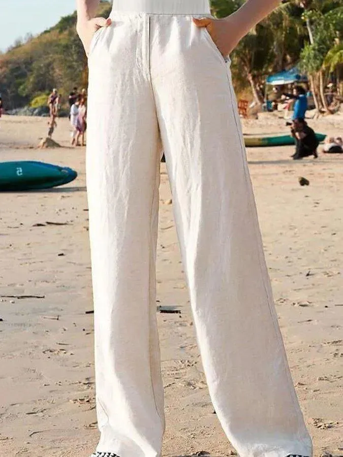 LinenFlow™ | Women's Wide-Leg Trousers | 100% Linen, High Waist & Breathable Lightweight Fabric