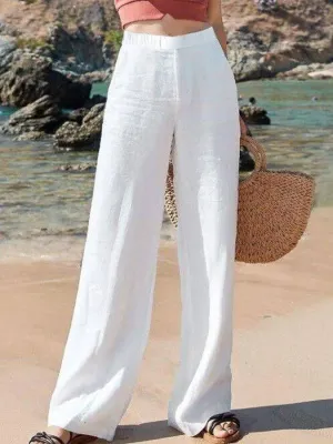 LinenFlow™ | Women's Wide-Leg Trousers | 100% Linen, High Waist & Breathable Lightweight Fabric