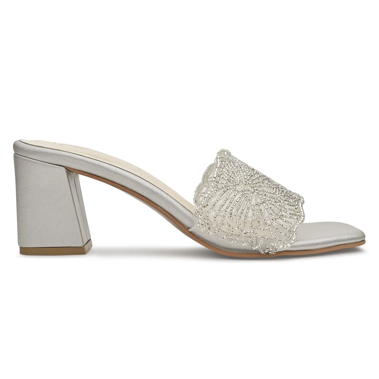 Liza Silver Beaded Heels