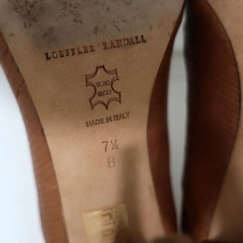 Loeffler Randall Pumps Irina Brown Leather Size 7.5 Pointed Toe Heels