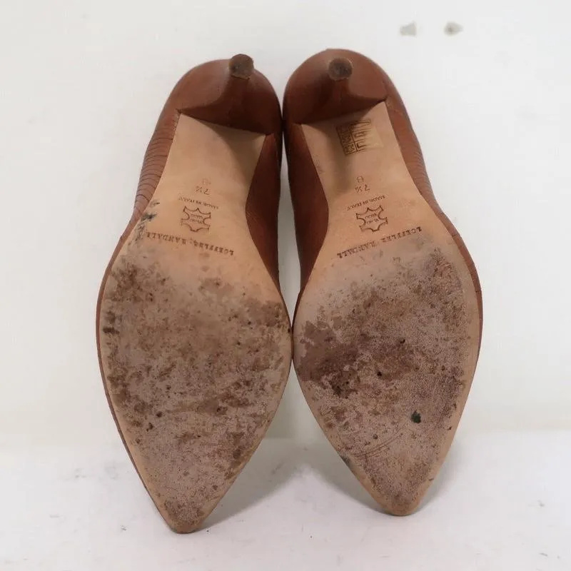 Loeffler Randall Pumps Irina Brown Leather Size 7.5 Pointed Toe Heels