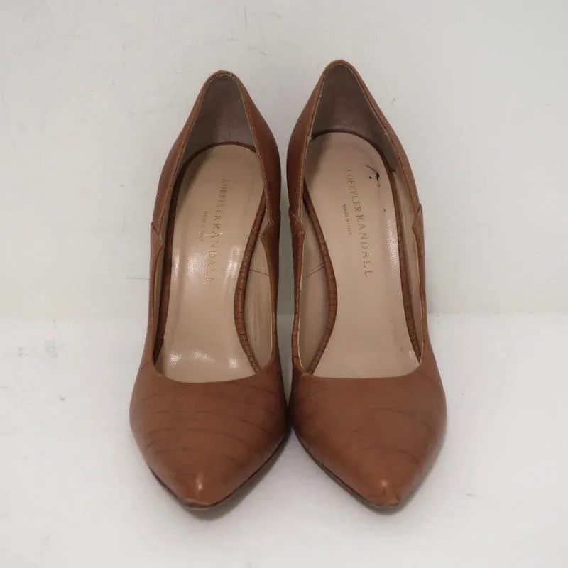 Loeffler Randall Pumps Irina Brown Leather Size 7.5 Pointed Toe Heels
