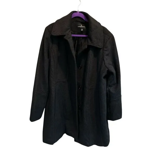 London‎ Fog Women's Wool Blend Overcoat gray Size 2X Winter Casual Formal