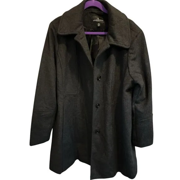London‎ Fog Women's Wool Blend Overcoat gray Size 2X Winter Casual Formal