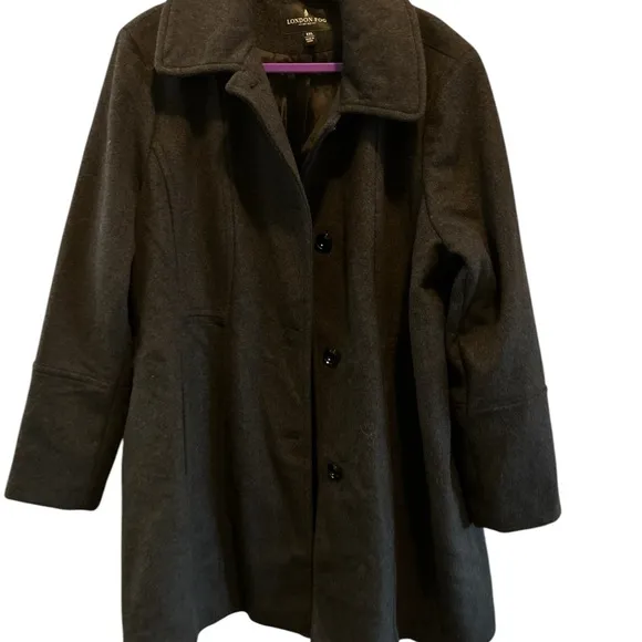 London‎ Fog Women's Wool Blend Overcoat gray Size 2X Winter Casual Formal