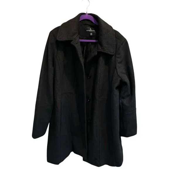 London‎ Fog Women's Wool Blend Overcoat gray Size 2X Winter Casual Formal