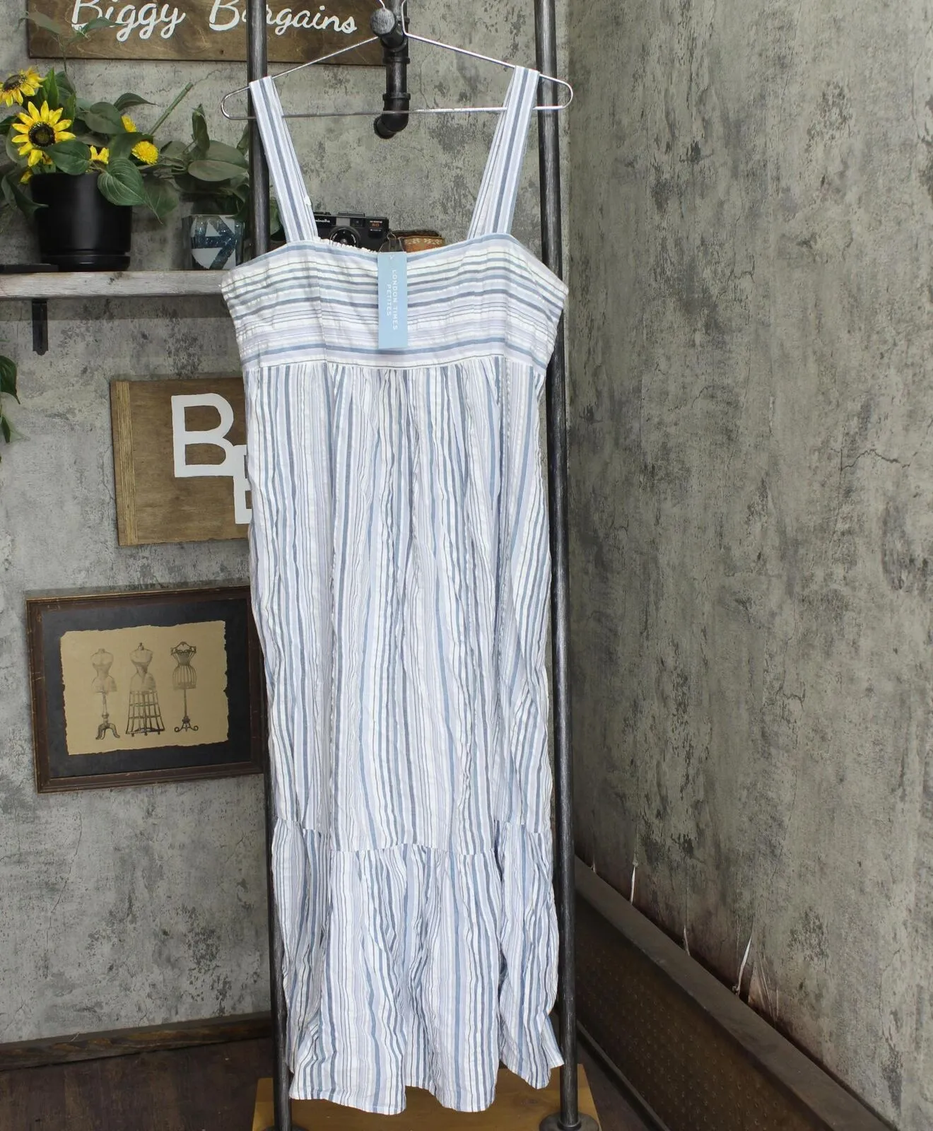 London Times Women's Smocked Back Maxi Dress T6850P
