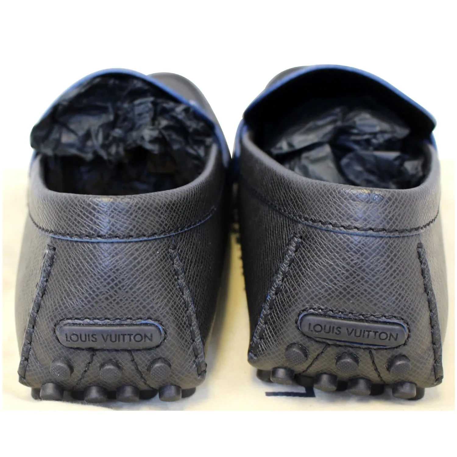 LOUIS VUITTON Taiga Hockenheim Moccasin Loafers Grey US 12