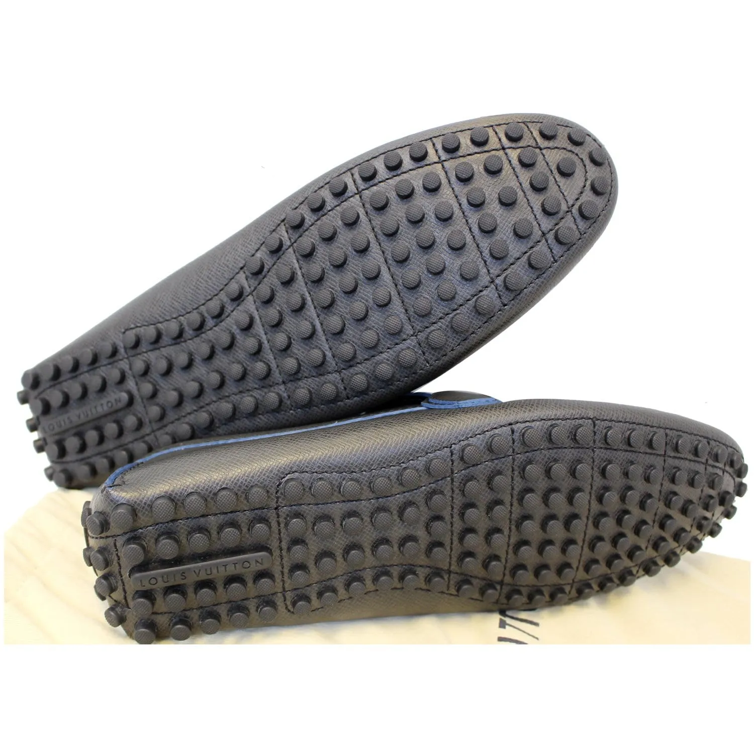 LOUIS VUITTON Taiga Hockenheim Moccasin Loafers Grey US 12