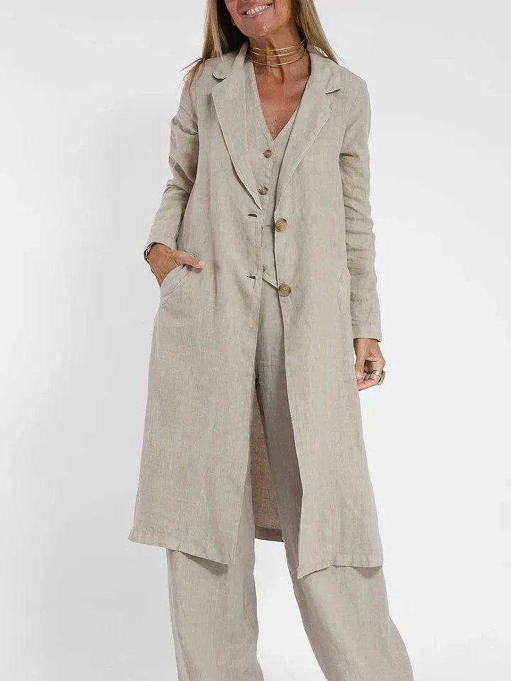 LuxeFit™ | Women's Tailored Linen Vest | Lightweight, Fitted Buttoned Front for Stylish Comfort