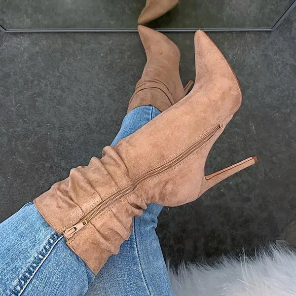 Lydiashoes Side Zipper High Heel Boots