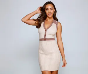 Make It Chic Charming Ribbed Knit Mini Dress