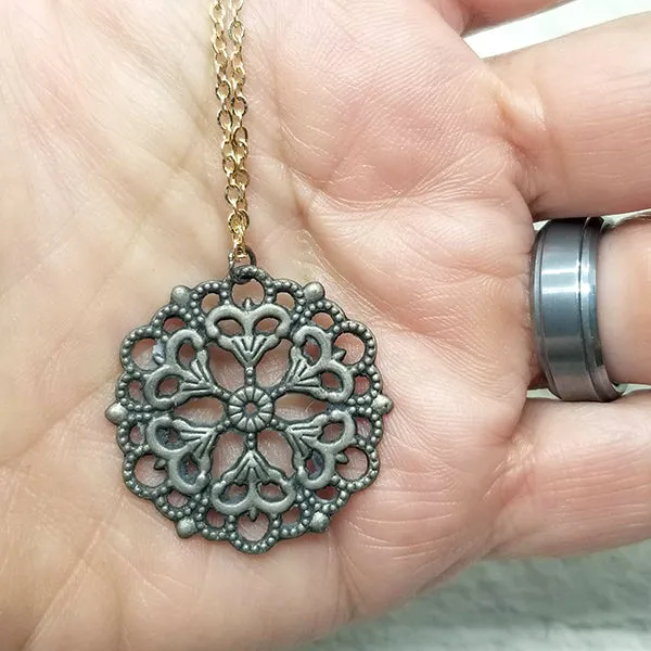 Mandala 01 Mixed Metals Pendant