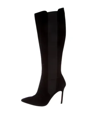 Manolo Blahnik black suede leather pointed toe boots 38.5/8.5