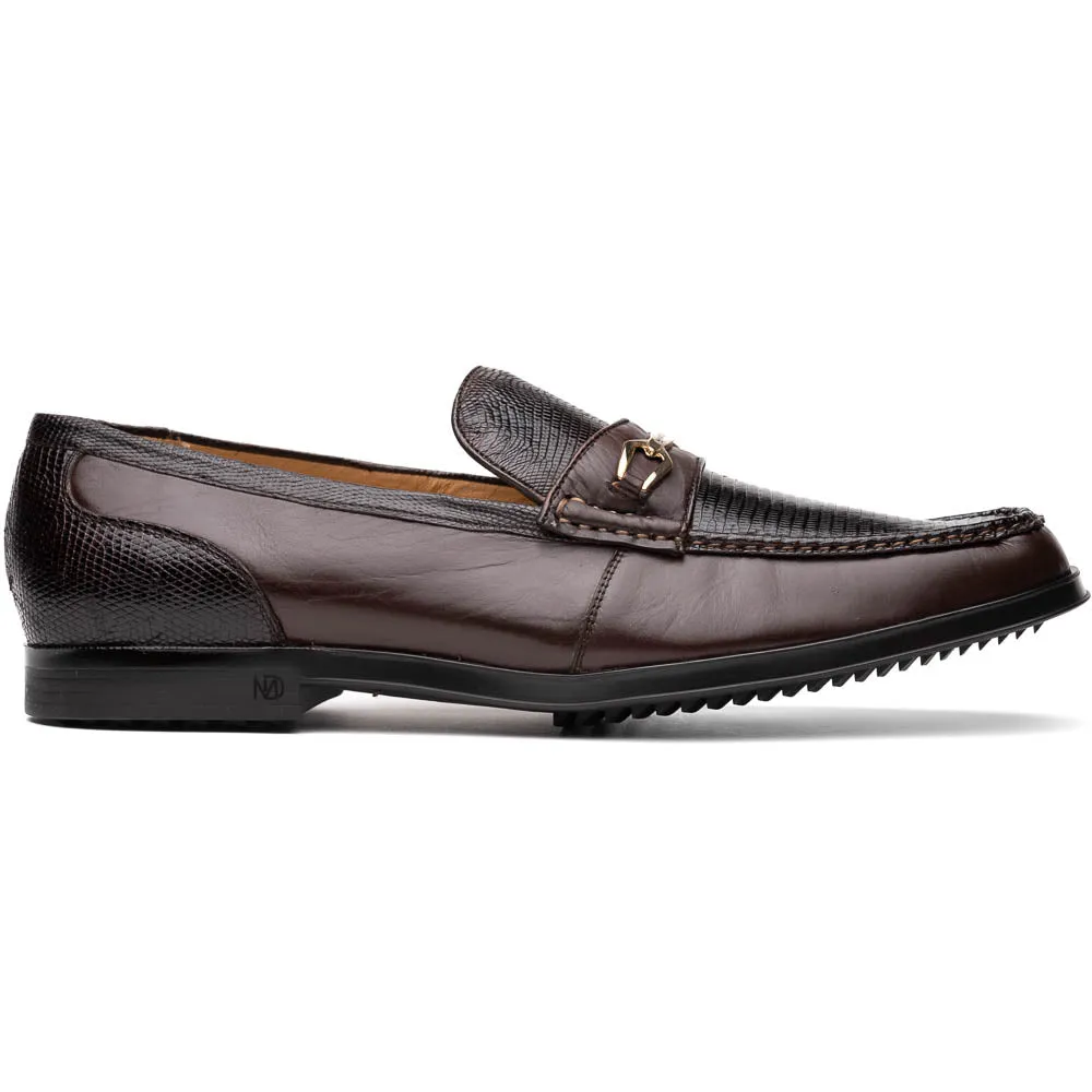 Marco Di Milano Brown Hugo Lizard & Calfskin Bit Loafers