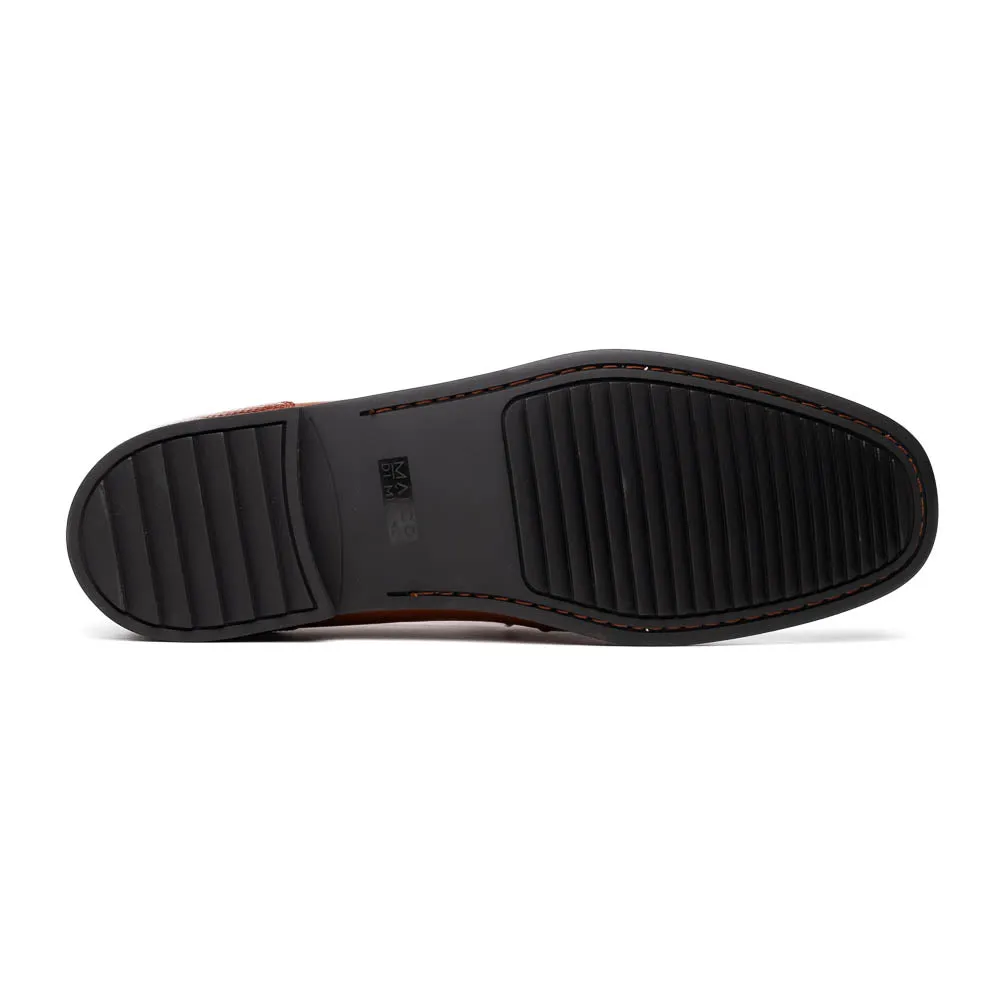 Marco Di Milano Cognac Hugo Lizard & Calfskin Bit Loafers