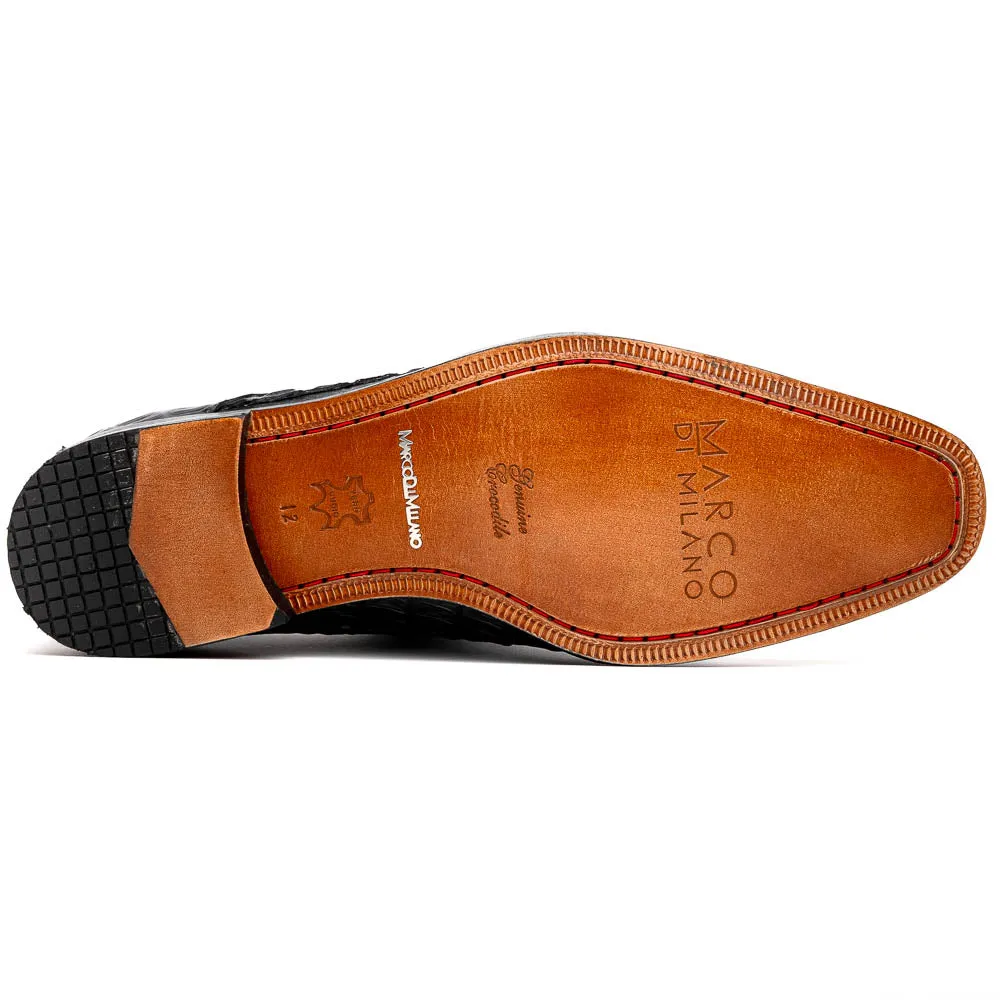 Marco Di Milano Rovigo Cognac Exotic Crocodile Skin Single Monk-strap Loafers