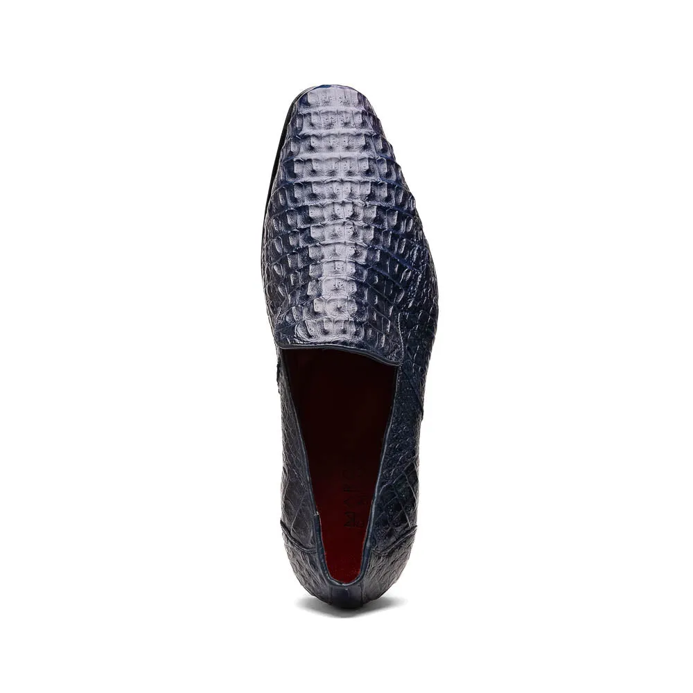 Marco Di Milano Trento Navy Men's Shoes Caiman Crocodile Slip-on Loafers