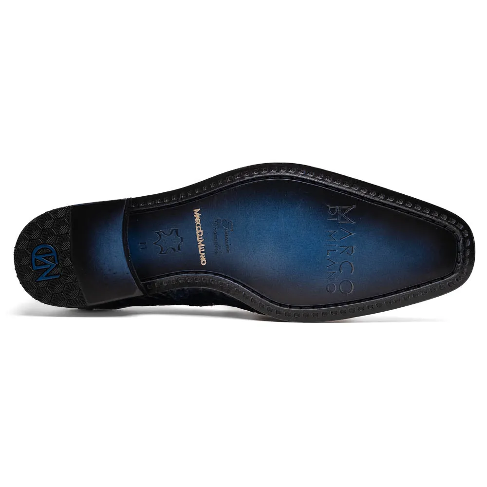Marco Di Milano Trento Navy Men's Shoes Caiman Crocodile Slip-on Loafers