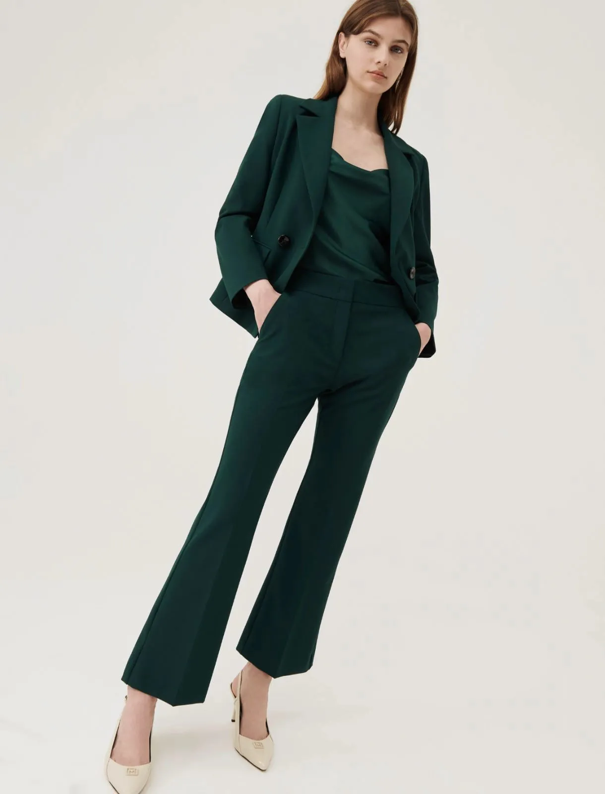 Marella - Curzio Flared Trouser - Dark Green