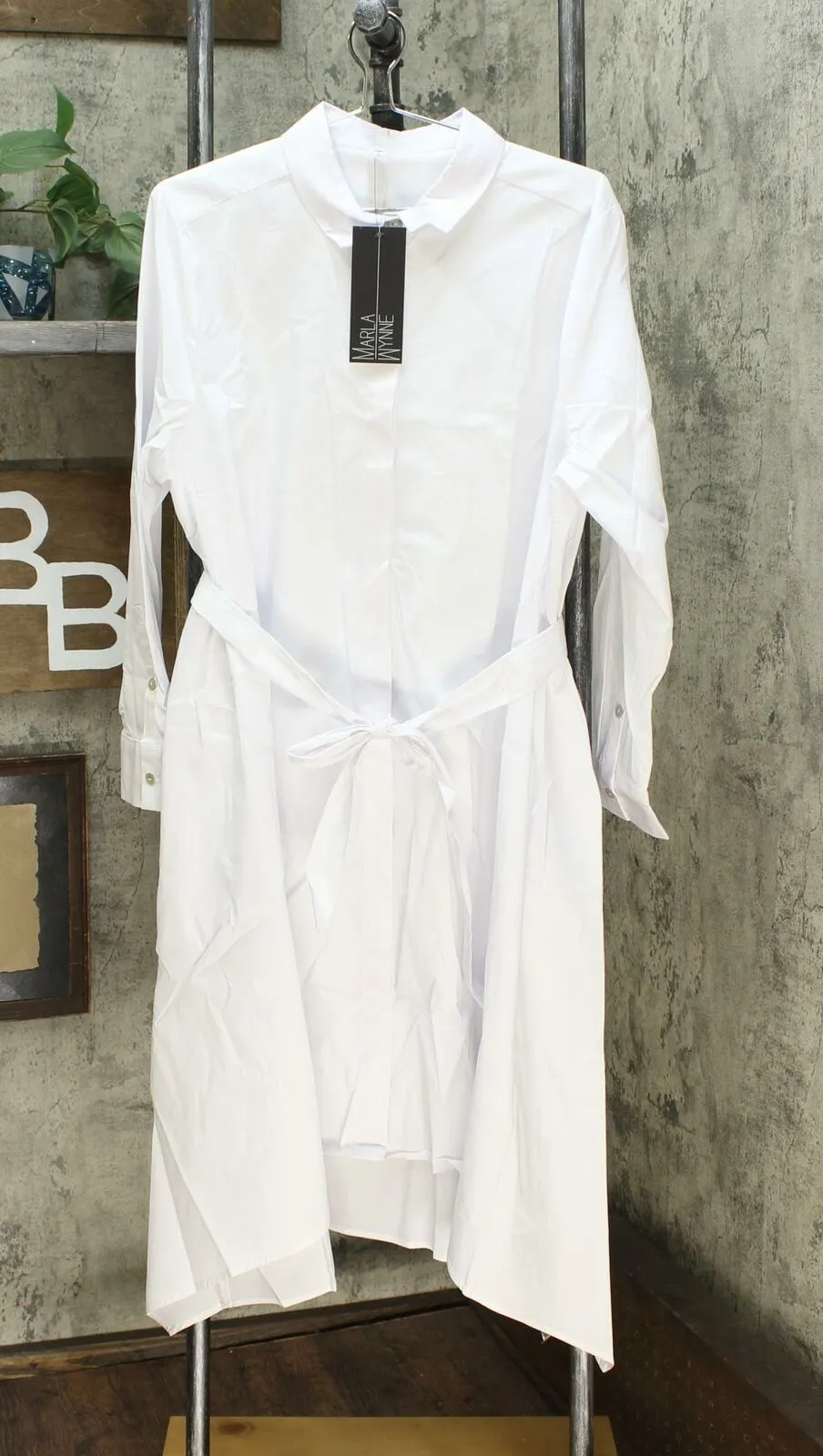 MarlaWynne Women's Plus Size Poplin Drama Shirt Dress