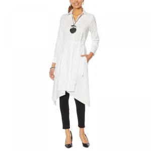 MarlaWynne Women's Plus Size Poplin Drama Shirt Dress