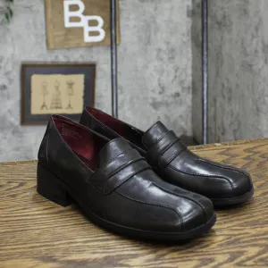Me Too Womens Vintage Leather Block Heel Loafers 1673ee2d667281 Black 6M