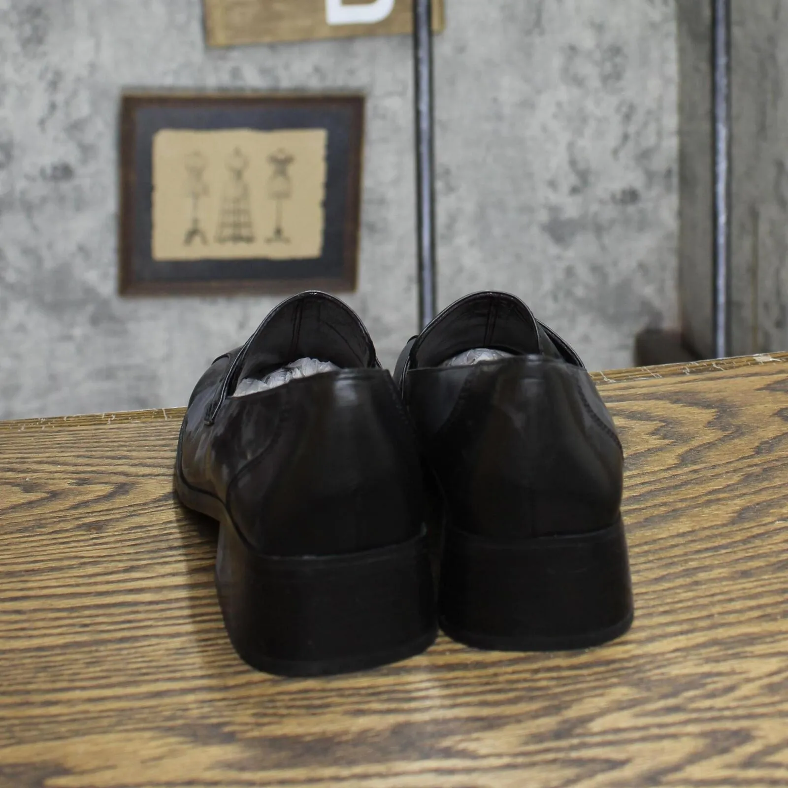 Me Too Womens Vintage Leather Block Heel Loafers 1673ee2d667281 Black 6M