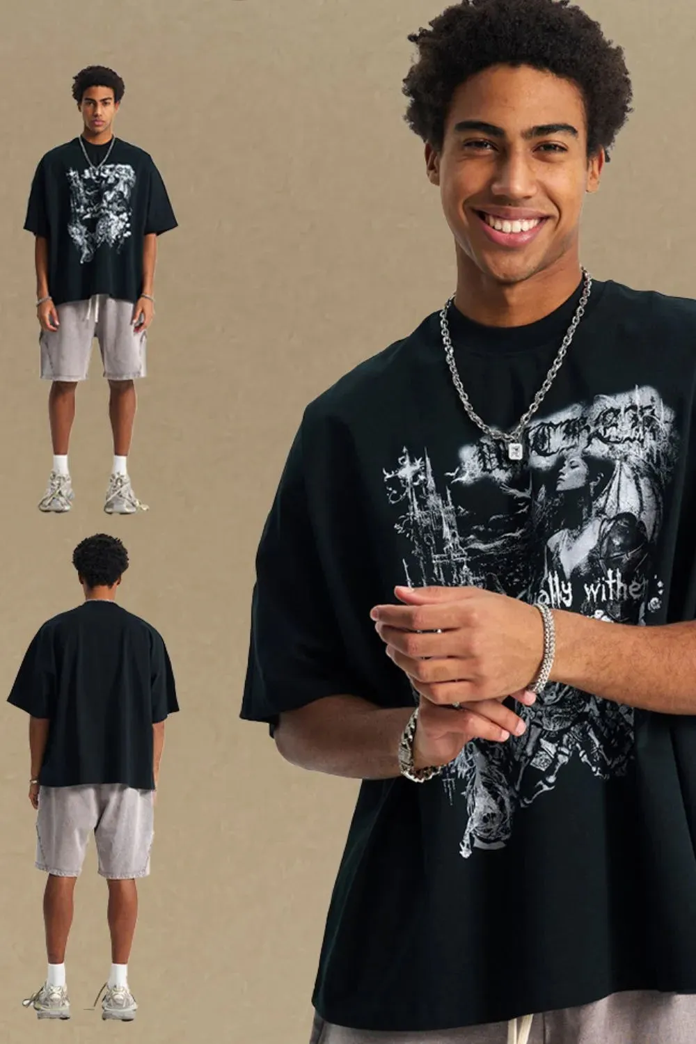 Men's Round Neck Half Sleeve Graphic T-Shirt