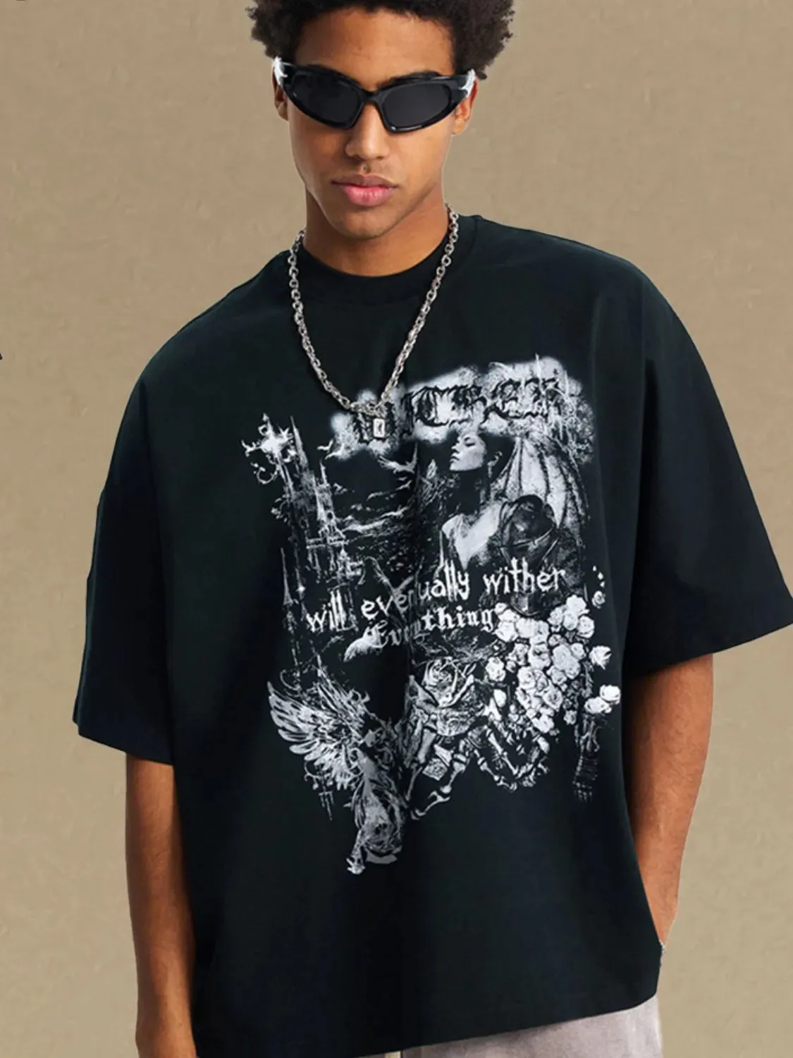 Men's Round Neck Half Sleeve Graphic T-Shirt