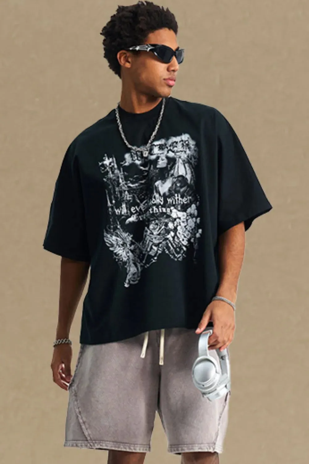 Men's Round Neck Half Sleeve Graphic T-Shirt