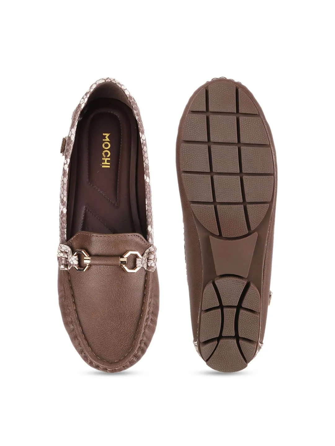 Mochi Women Slip-On Loafers With Buckle