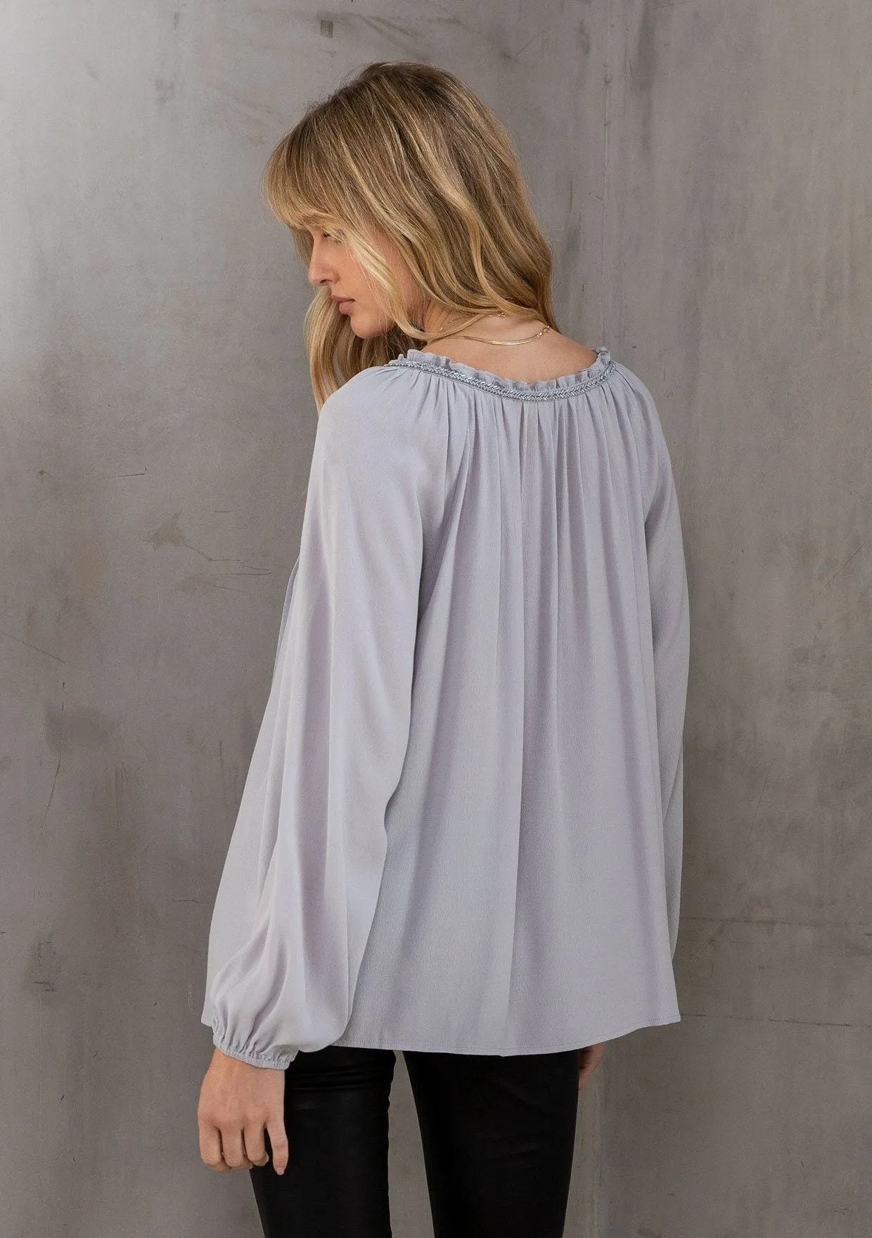 Moonstone Beaded Peasant Top