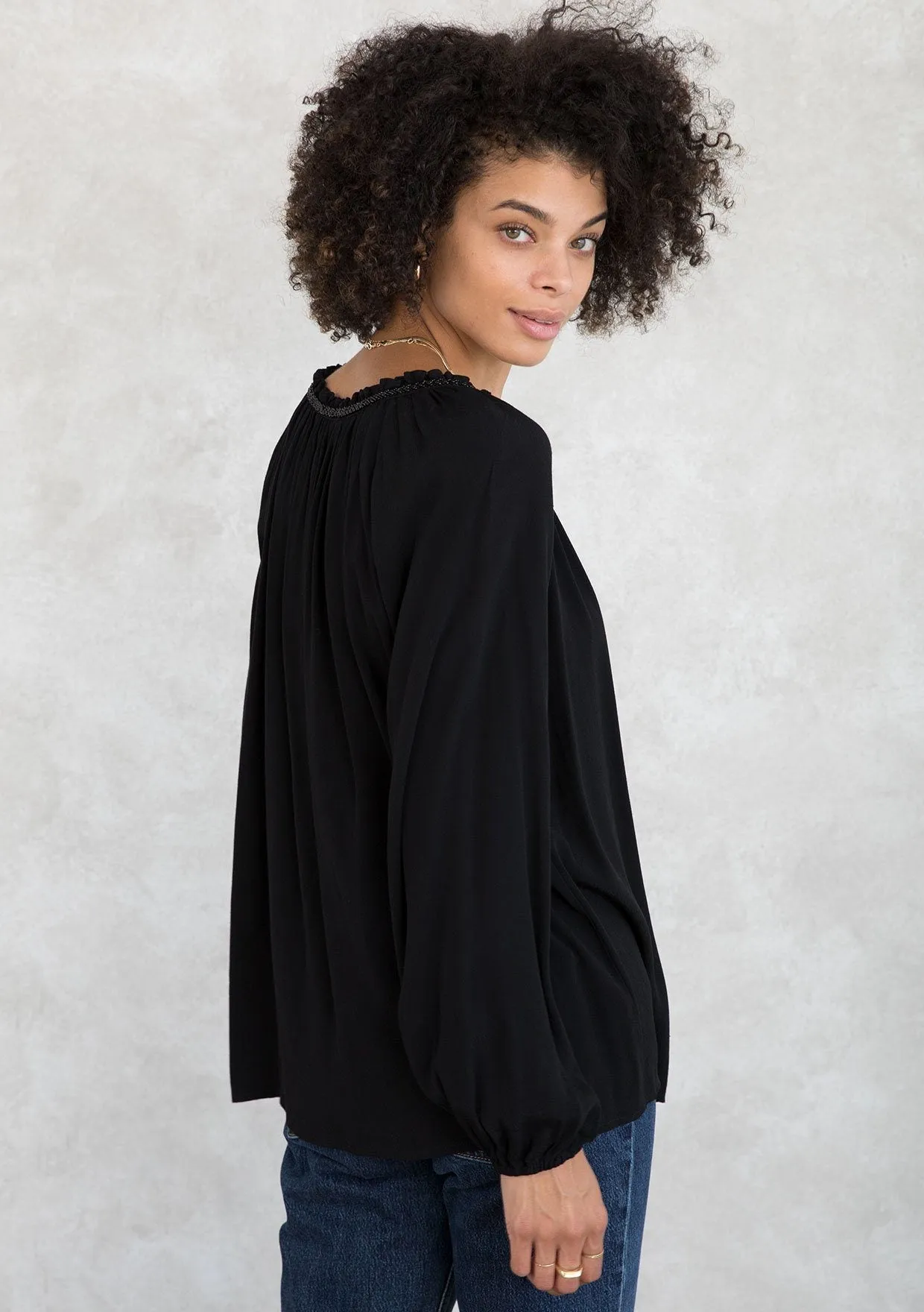 Moonstone Beaded Peasant Top