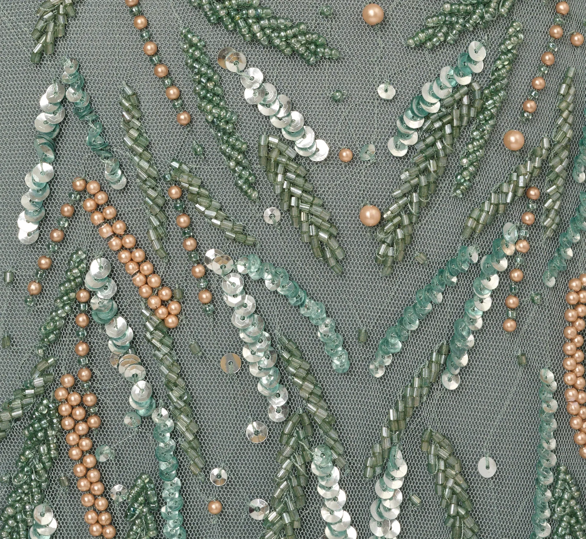 Multicolor Beaded Mermaid Gown With Sweetheart Neckline In Dark Sage