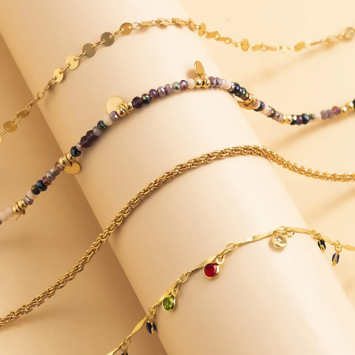 Multicolor Cubic Zirconia & Acrylic 18K Gold-Plated Toggle Necklace Set