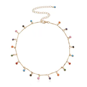 Multicolor Enamel & 18K Gold-Plated Sunflower Station Necklace