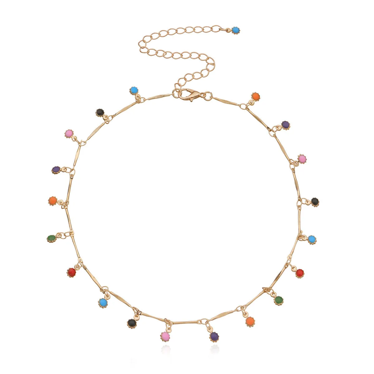 Multicolor Enamel & 18K Gold-Plated Sunflower Station Necklace