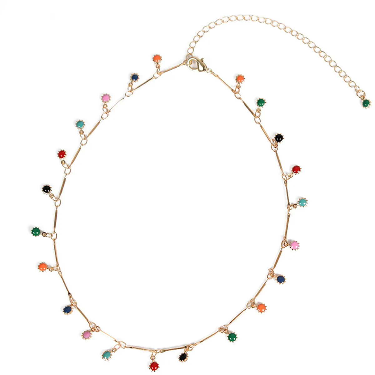 Multicolor Enamel & 18K Gold-Plated Sunflower Station Necklace