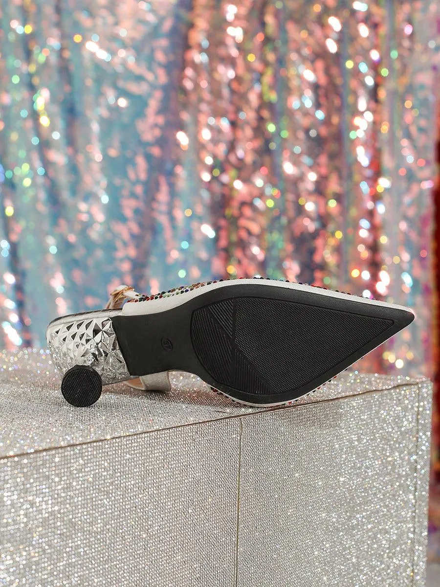 Multicolor Rhinestone Pointed Women Heels MHE1112