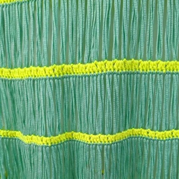 Nanette Lepore Crochet Dress Class Flirt Festival Dress Teal Green Yellow Sz M