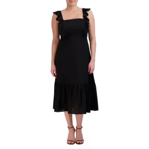 New BCBG Paris Women's Ruffle Midi Dress in Black, Sz M!
