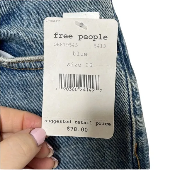 New We The Free Light Wash Distressed High Waisted Skinny Jeans Women Size 26
