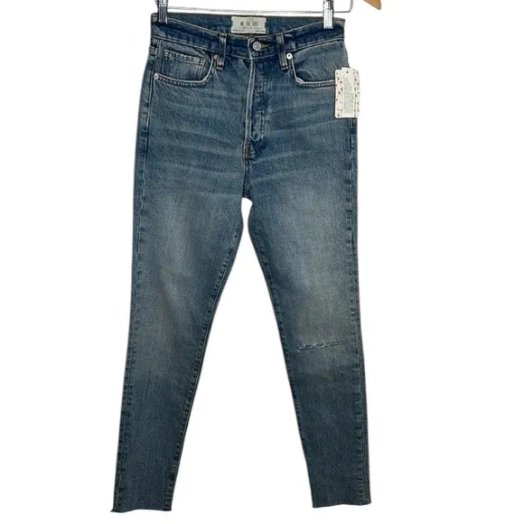 New We The Free Light Wash Distressed High Waisted Skinny Jeans Women Size 26