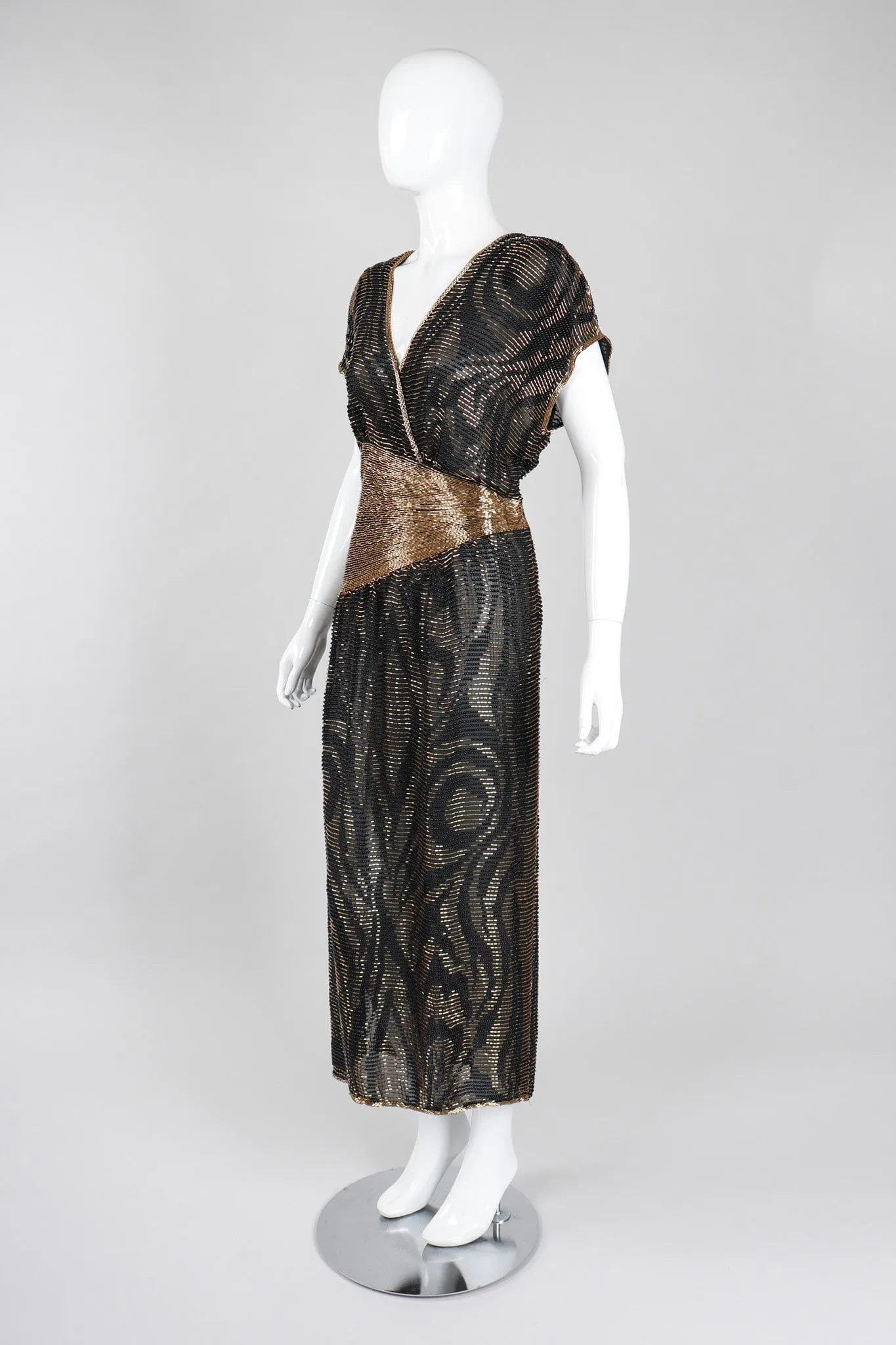 Nights Beaded Kimono Sleeve Gown