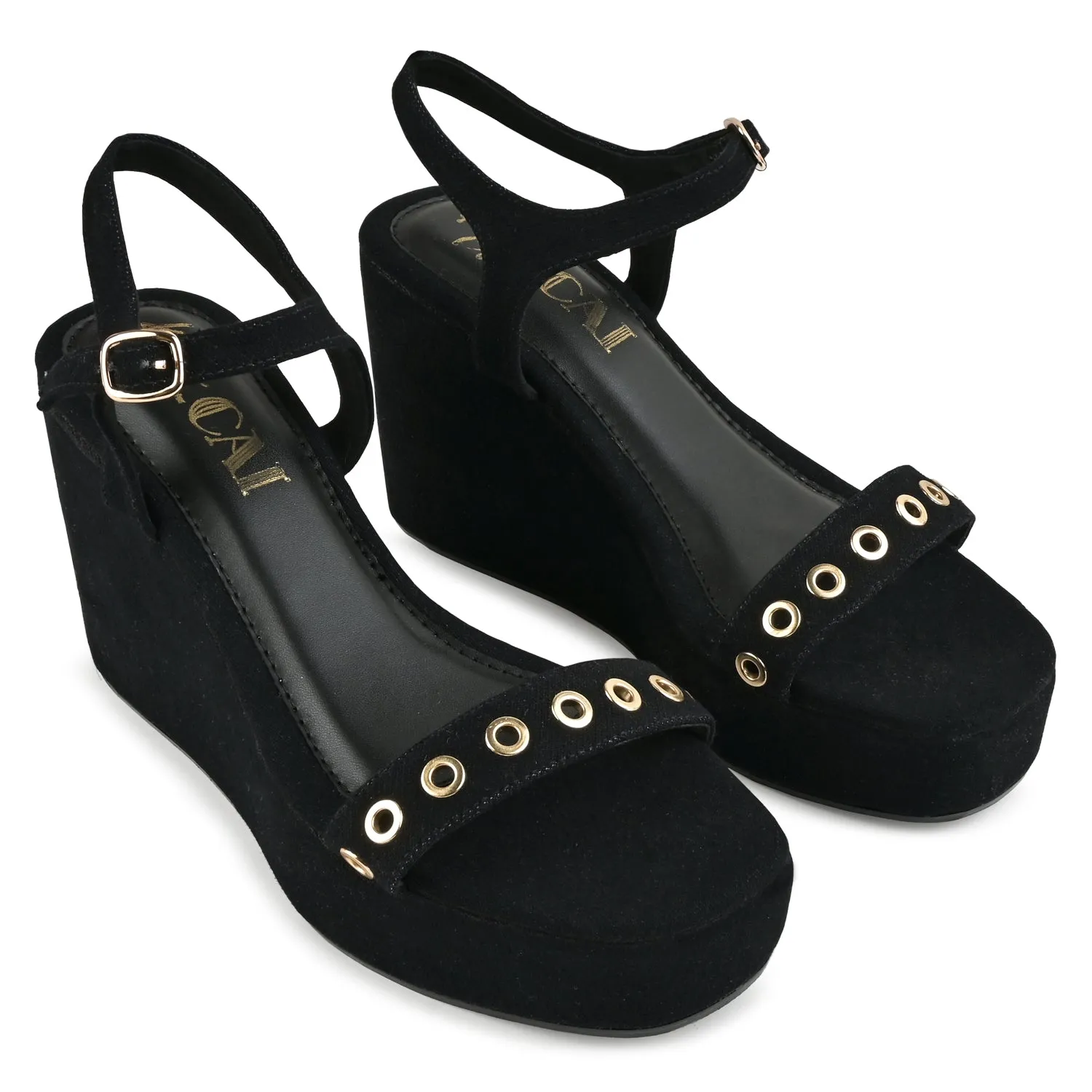 Noir Black Wedges