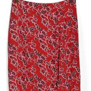 NWT Ba&amp;sh Womens Red Boho Floral Front Slit Side Zip Midi Skirt Sz Large. $245.