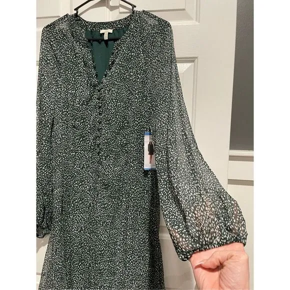 NWT Joie Limited Edition Artic Animal Spot Print Women's Balloon Sleeve Dress L